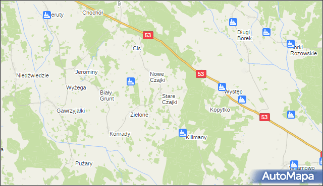 mapa Stare Czajki, Stare Czajki na mapie Targeo