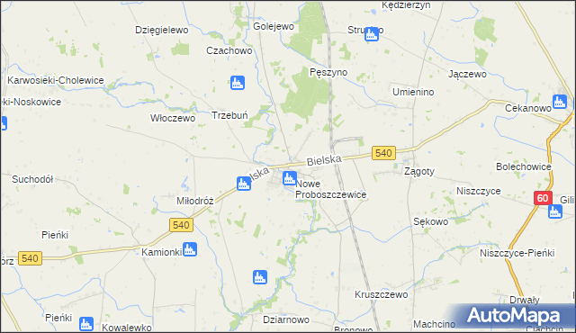 mapa Stare Proboszczewice, Stare Proboszczewice na mapie Targeo
