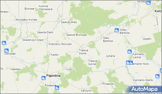 mapa Stare Trębice, Stare Trębice na mapie Targeo