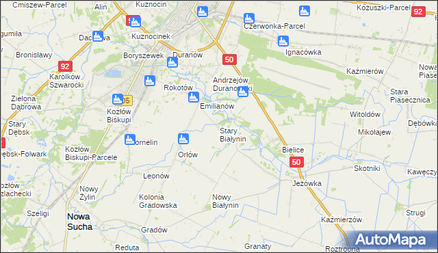 mapa Stary Białynin, Stary Białynin na mapie Targeo