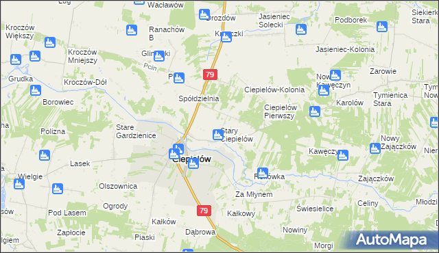 mapa Stary Ciepielów, Stary Ciepielów na mapie Targeo