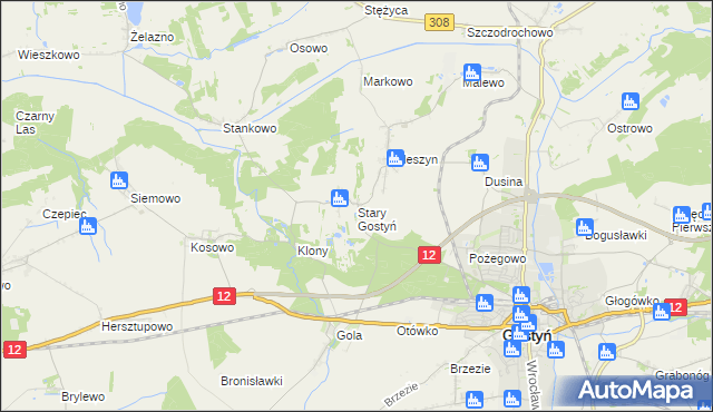 mapa Stary Gostyń, Stary Gostyń na mapie Targeo