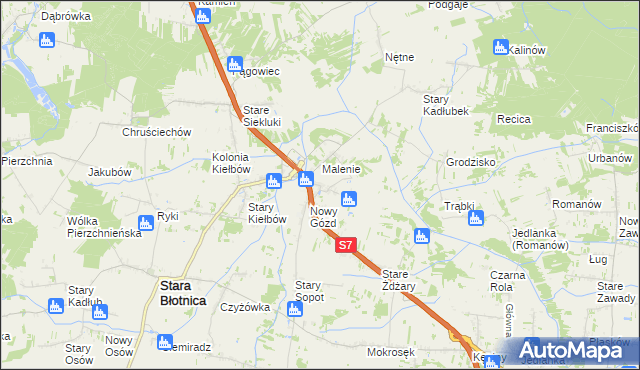 mapa Stary Gózd, Stary Gózd na mapie Targeo