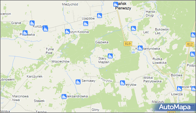 mapa Stary Majdan gmina Hańsk, Stary Majdan gmina Hańsk na mapie Targeo