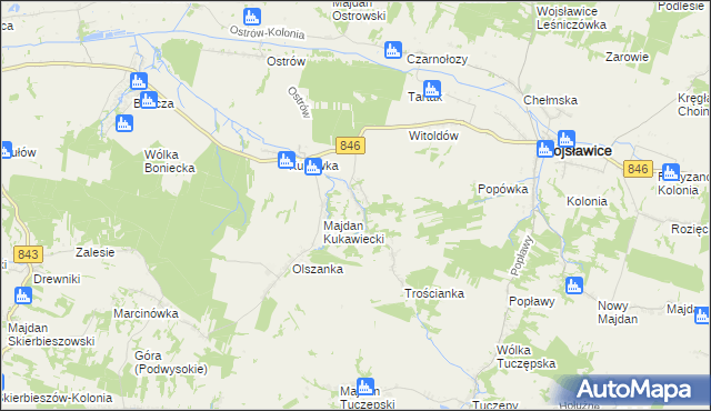 mapa Stary Majdan gmina Wojsławice, Stary Majdan gmina Wojsławice na mapie Targeo