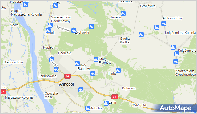 mapa Stary Rachów, Stary Rachów na mapie Targeo