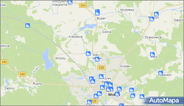mapa Stary Wołów, Stary Wołów na mapie Targeo