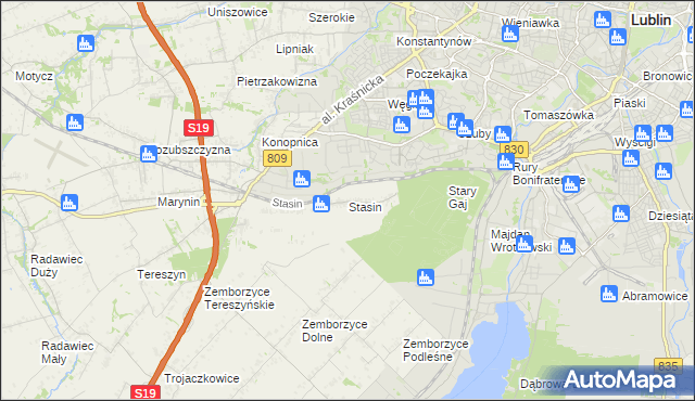 mapa Stasin gmina Konopnica, Stasin gmina Konopnica na mapie Targeo