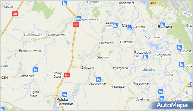 mapa Steblów gmina Cisek, Steblów gmina Cisek na mapie Targeo