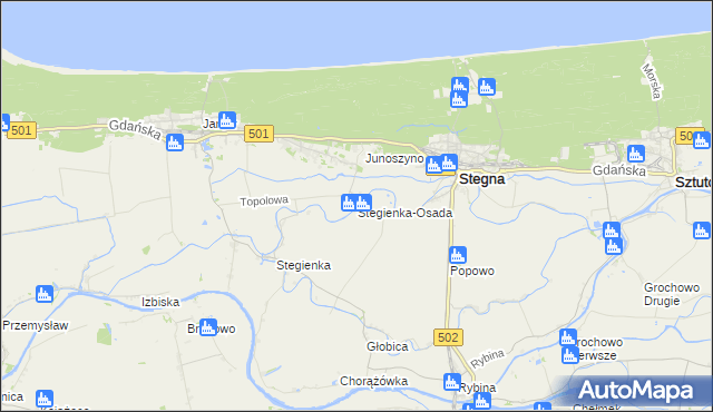 mapa Stegienka-Osada, Stegienka-Osada na mapie Targeo