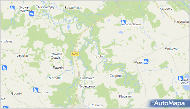 mapa Stolno gmina Miłakowo, Stolno gmina Miłakowo na mapie Targeo