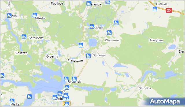 mapa Storkowo gmina Ińsko, Storkowo gmina Ińsko na mapie Targeo