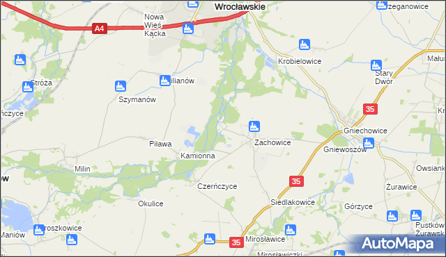 mapa Stradów gmina Kąty Wrocławskie, Stradów gmina Kąty Wrocławskie na mapie Targeo