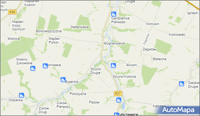 mapa Stryjno Pierwsze, Stryjno Pierwsze na mapie Targeo
