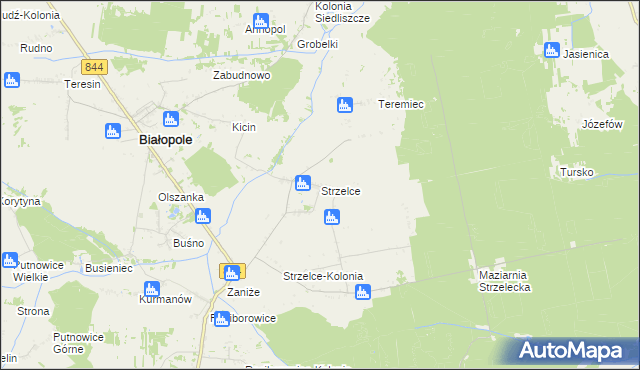 mapa Strzelce gmina Białopole, Strzelce gmina Białopole na mapie Targeo