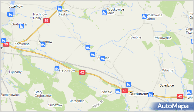 mapa Strzelce gmina Domaszowice, Strzelce gmina Domaszowice na mapie Targeo