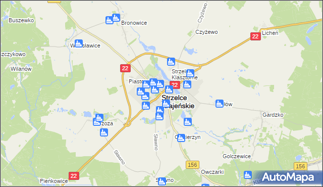 mapa Strzelce Krajeńskie, Strzelce Krajeńskie na mapie Targeo