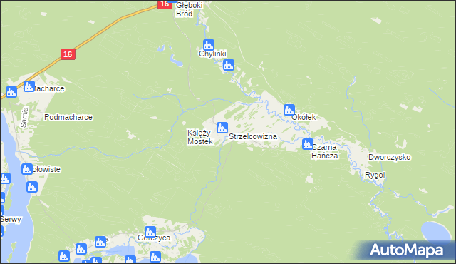 mapa Strzelcowizna, Strzelcowizna na mapie Targeo