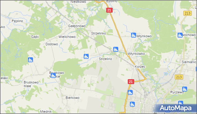 mapa Strzelino, Strzelino na mapie Targeo