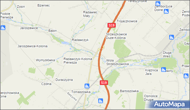 mapa Strzeszkowice Duże, Strzeszkowice Duże na mapie Targeo