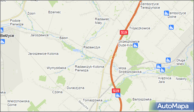 mapa Strzeszkowice Małe, Strzeszkowice Małe na mapie Targeo