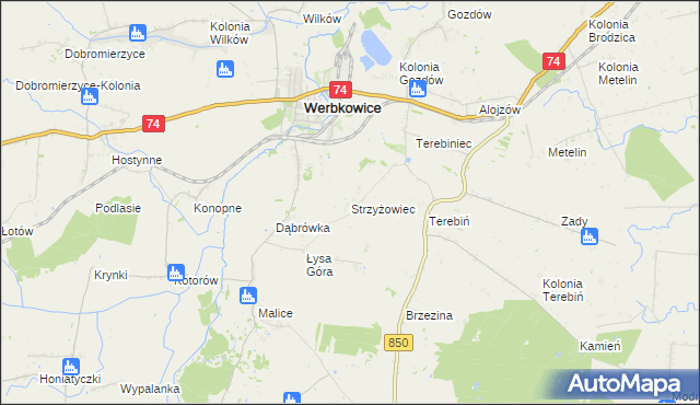 mapa Strzyżowiec gmina Werbkowice, Strzyżowiec gmina Werbkowice na mapie Targeo