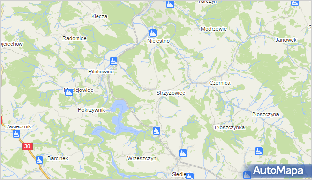 mapa Strzyżowiec gmina Wleń, Strzyżowiec gmina Wleń na mapie Targeo