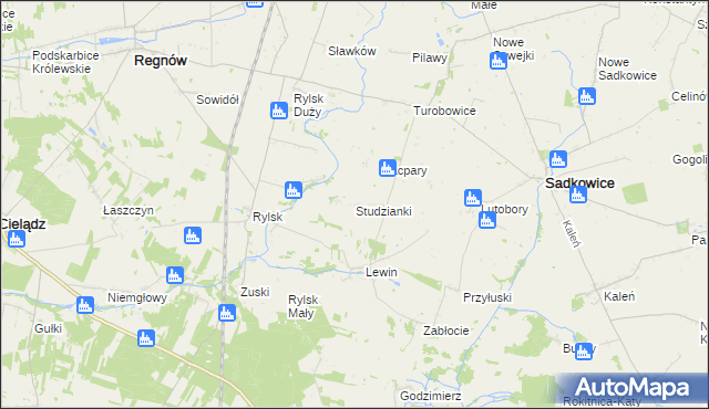 mapa Studzianki gmina Sadkowice, Studzianki gmina Sadkowice na mapie Targeo