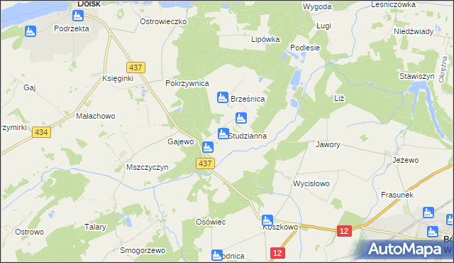 mapa Studzianna gmina Borek Wielkopolski, Studzianna gmina Borek Wielkopolski na mapie Targeo