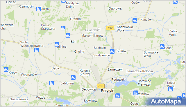 mapa Studzienice gmina Przytyk, Studzienice gmina Przytyk na mapie Targeo