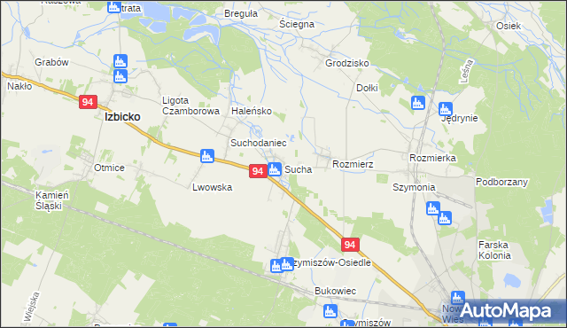 mapa Sucha gmina Strzelce Opolskie, Sucha gmina Strzelce Opolskie na mapie Targeo