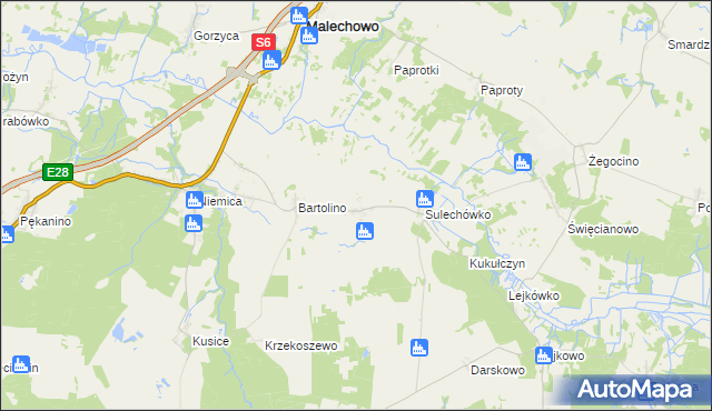 mapa Sulechowo, Sulechowo na mapie Targeo