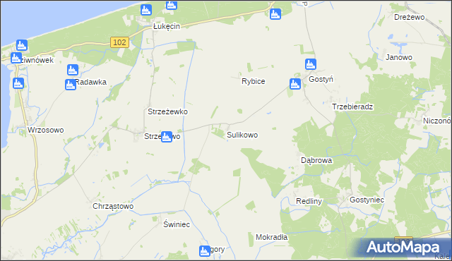 mapa Sulikowo gmina Świerzno, Sulikowo gmina Świerzno na mapie Targeo