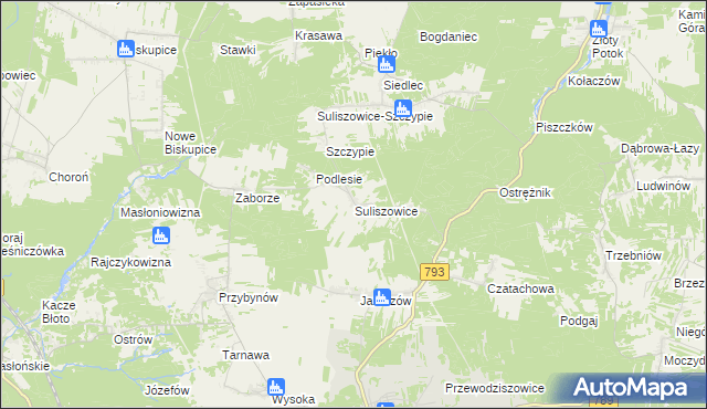 mapa Suliszowice, Suliszowice na mapie Targeo