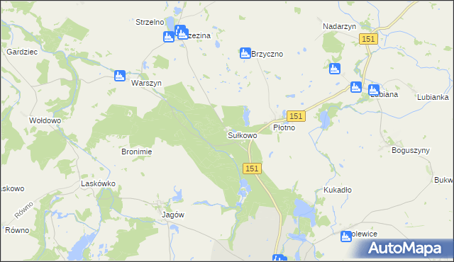 mapa Sułkowo gmina Pełczyce, Sułkowo gmina Pełczyce na mapie Targeo