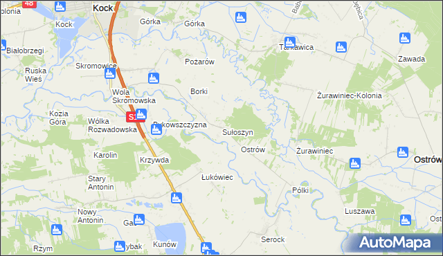 mapa Sułoszyn gmina Firlej, Sułoszyn gmina Firlej na mapie Targeo