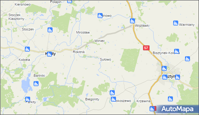 mapa Sułowo gmina Bisztynek, Sułowo gmina Bisztynek na mapie Targeo