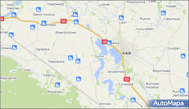mapa Sumin gmina Kikół, Sumin gmina Kikół na mapie Targeo