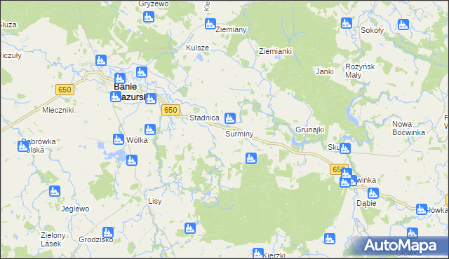 mapa Surminy, Surminy na mapie Targeo