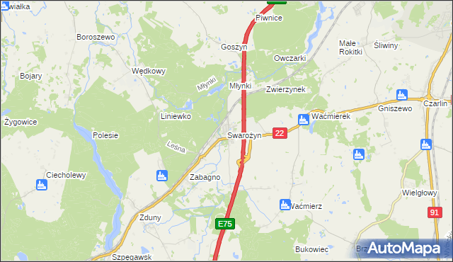 mapa Swarożyn, Swarożyn na mapie Targeo