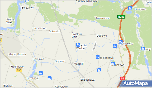 mapa Świątniki Wielkie, Świątniki Wielkie na mapie Targeo