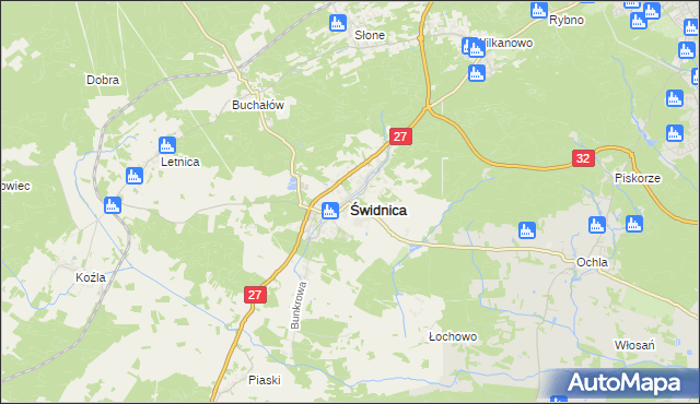 mapa Świdnica powiat zielonogórski, Świdnica powiat zielonogórski na mapie Targeo