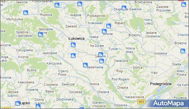 mapa Świdnik gmina Łukowica, Świdnik gmina Łukowica na mapie Targeo