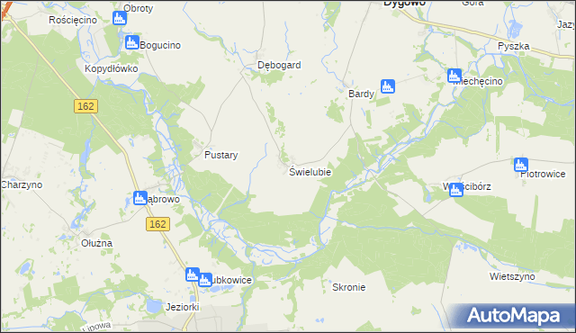 mapa Świelubie gmina Dygowo, Świelubie gmina Dygowo na mapie Targeo
