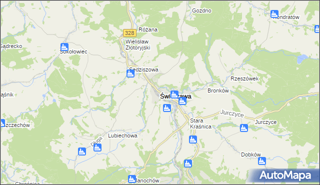 mapa Świerzawa, Świerzawa na mapie Targeo