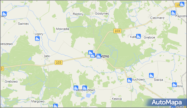 mapa Świerzno powiat kamieński, Świerzno powiat kamieński na mapie Targeo