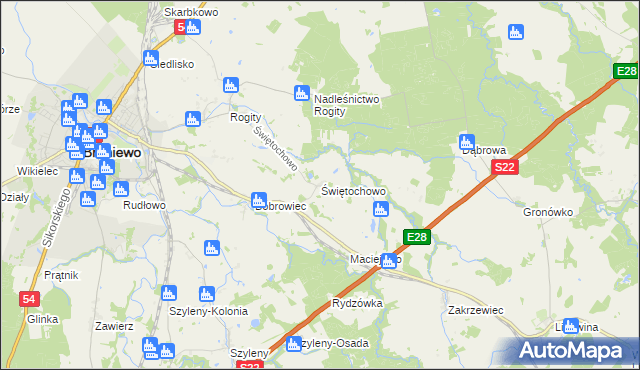 mapa Świętochowo, Świętochowo na mapie Targeo