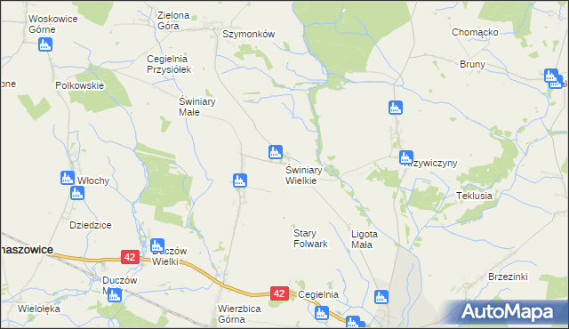 mapa Świniary Wielkie, Świniary Wielkie na mapie Targeo