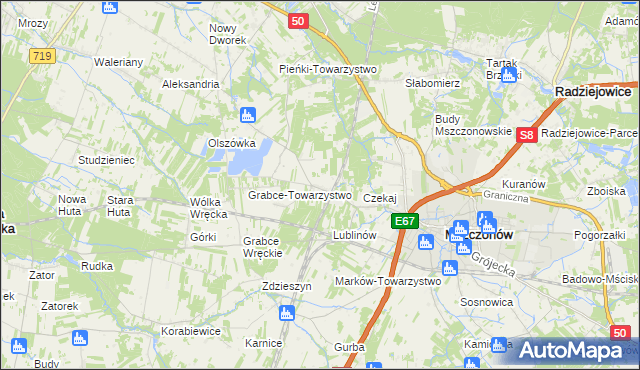 mapa Świnice gmina Mszczonów, Świnice gmina Mszczonów na mapie Targeo