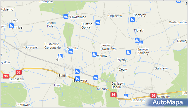 mapa Świnków gmina Krotoszyn, Świnków gmina Krotoszyn na mapie Targeo